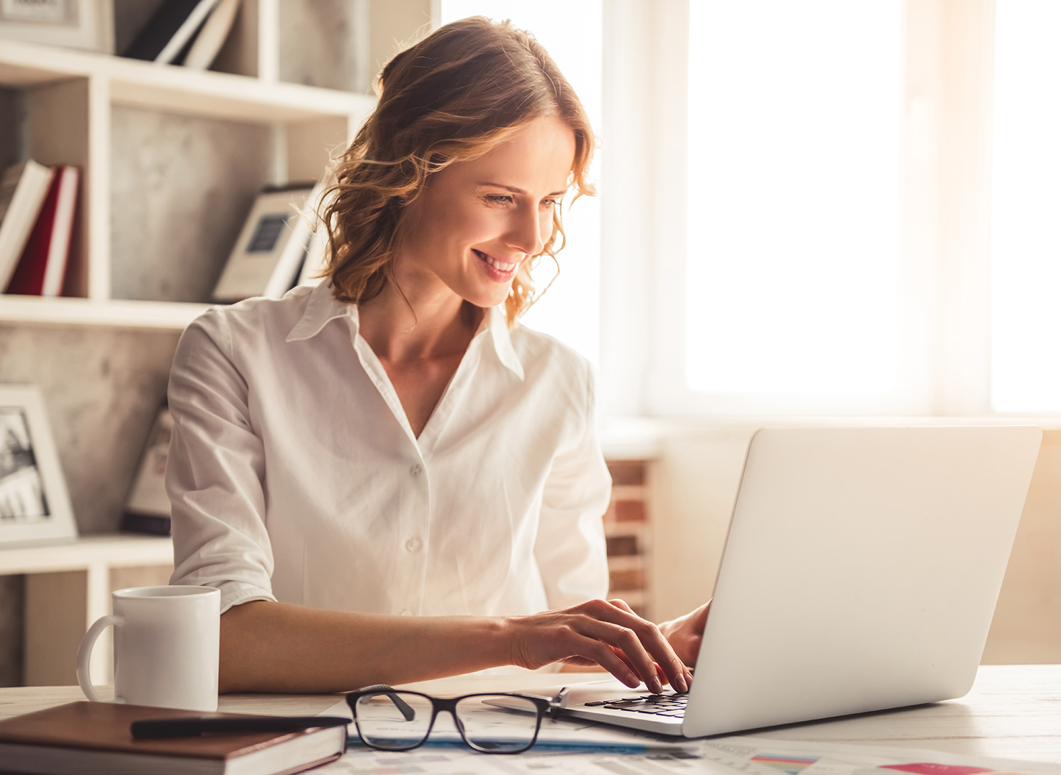 Business person working in home office