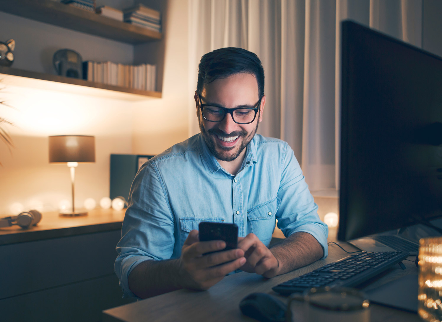 Employee working from home with a remote device