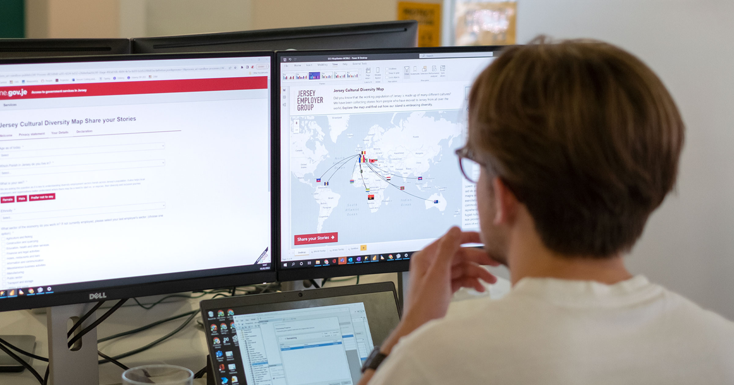 Man working on cultural diversity map